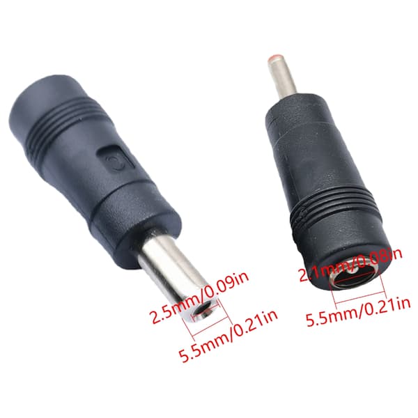 Bærbar DC5521 hun til DC5.5x2.5mm han konverter adapter strømkonvertering 5.5X2.5