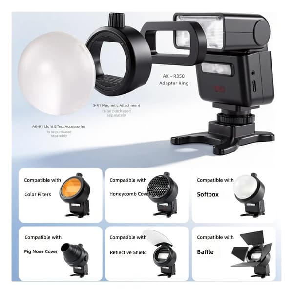 Flash Mount Adapterringer for TT350 V350 for å utvide belysningsalternativer med diverse tilbehør