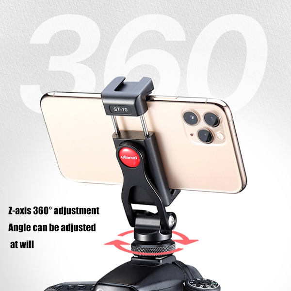 Telefonhållare Tripod Mount Clamp med Dubbel Kallskofäste 1/4 \" Skruv