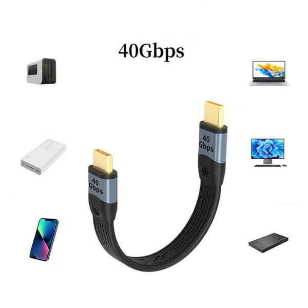 USB C til C-kabel, 100W hurtiglading 40Gbps datasynkronisering 8K video kort lengde 14cm