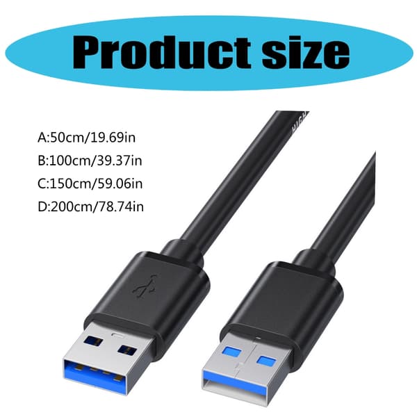 USB3.0 Hane till Hane Kabel USB3.0 Höghastighetsdatakabel för Hårddisk Kamera 1.5m