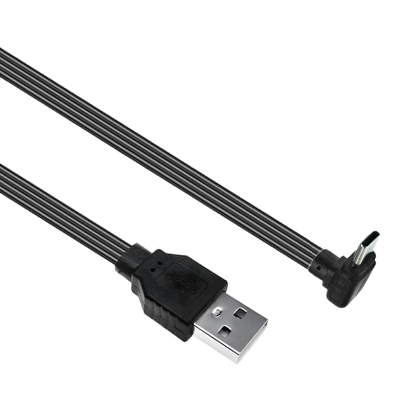 Flat Slim USB til Type C Ladekabel Strømledning for Laptoper og Telefoner 1m Upward bend