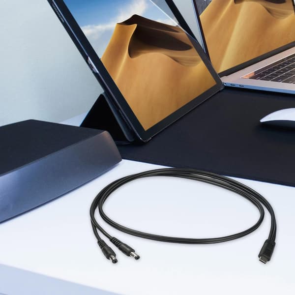 USB C til dobbelt DC5.5x2.5mm strømkabel til 20V gadgets og bærbare computere 65W kapacitet 1 meter