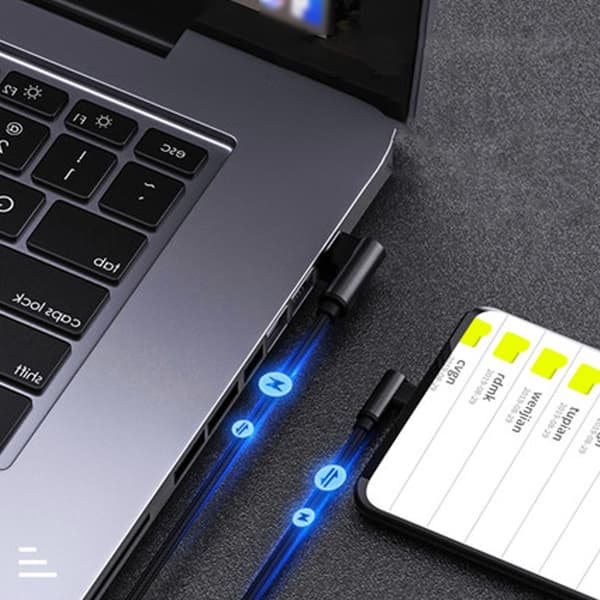 USB C til USB C-kabel 60W, USB C-opladerkabel hurtigopladning retvinklet 10 Gbps datakabel til smartphone bærbar computer