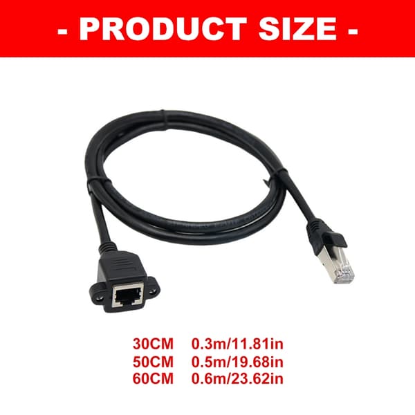 CAT6 RJ45 Kabel Han Til Hun Skrue Panelmontering Ethernet Netværksforlængerkabel Til Industriel Chassis Computer 0.3 m