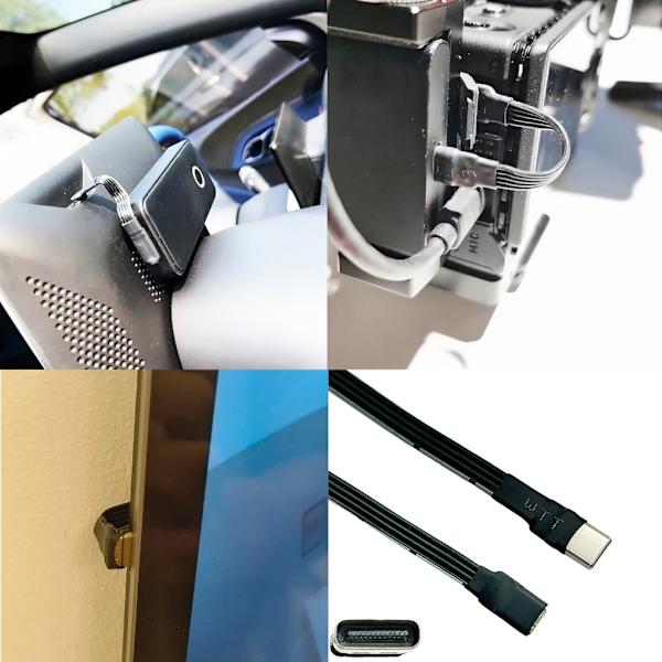 USB C Han til Hun USB C Synkroniseringsdatakabel 480mbps Data Ribbon Flad 0.15m elbow
