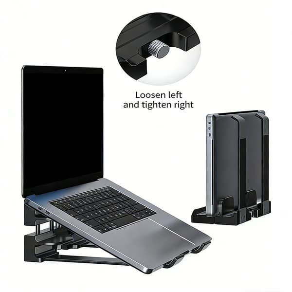 Bärbar datorställ Bärbart vertikalt laptopställ för bärbar datorhållare Black