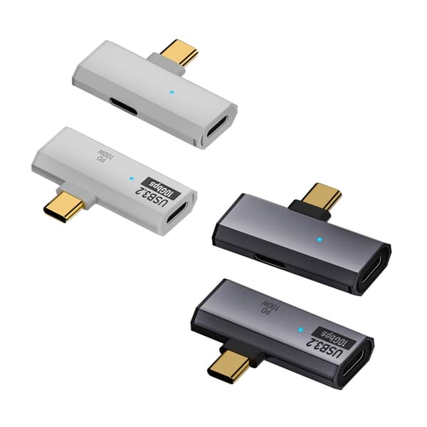 USB C Hörlursladdningsadapter 1 in 2 ut Typ C Adapter 90 Grader USB C 100W Grey