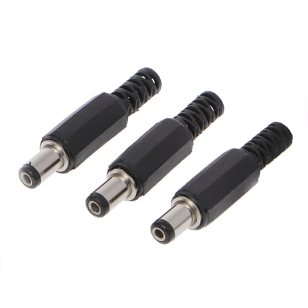 10 stk. 5,5x2,5 mm han til DC In-Line stikdåse Jack Connector Adapter Plast C