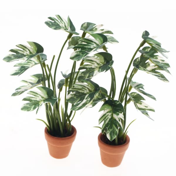 Mini Monstera Deliciosa Plastväxt för Dockhus Inredningsaccessoar