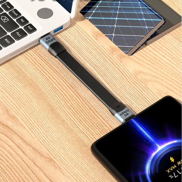 USB C til C-kabel, 100W hurtiglading 40Gbps datasynkronisering 8K video kort lengde 14cm
