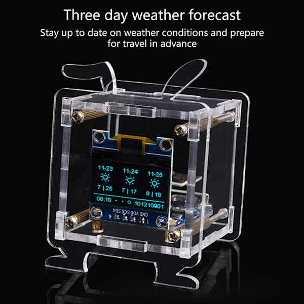 WiFi Klockmodul OLED Display DIY Tid Datum Temperatur Luftfuktighet Väderprognosindikator DC5V Klocka