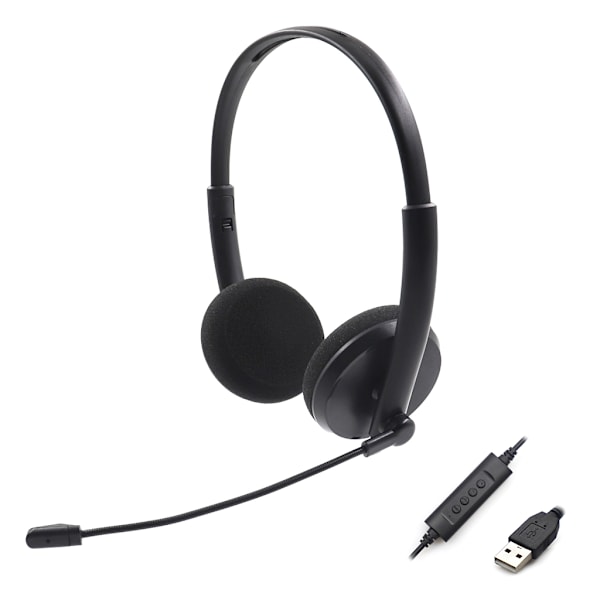 Högkvalitativt USB-headset, Call Center-headset, Hörlurar med volymkontroll
