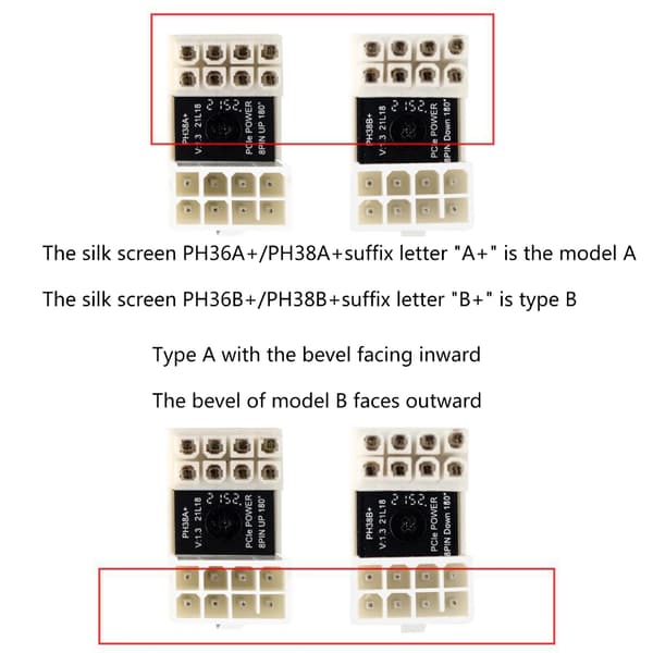 ATX Adapter Albue til Hoved GPU Strømstik PCI-E 6Pin 8Pin 180 Graders U-drejning null - Type B