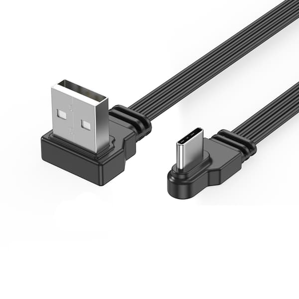 USB til Type C Datakabel Rask 2A Lading Høy Hastighet 480Mbps Datasynkronisering Bøyelig 90°/Rett Hode Koblinger Ledning 1m - USB R to Type C A