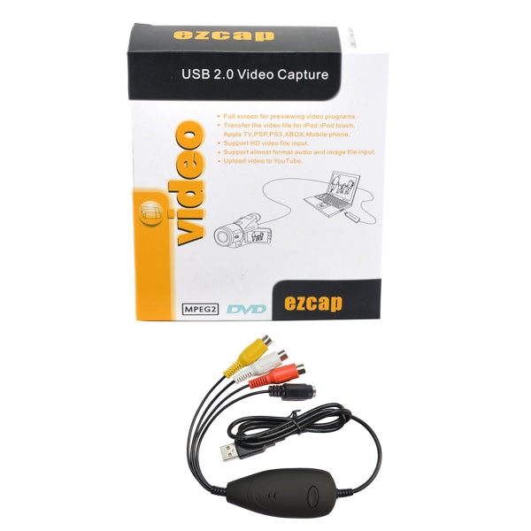 Ezcap172 USB Video Grabber Capture Converter Adapter VHS-videoinspelare DVD-videokamera för Windows 10-system