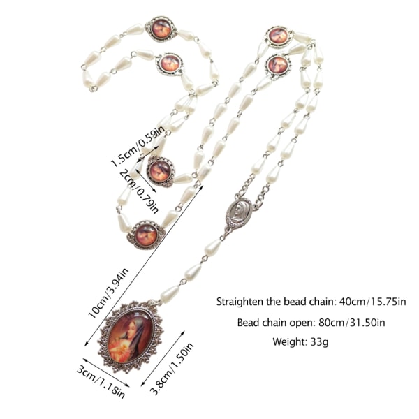 Kristall Oval pärlhalsband Rosenkrans katolskt halsband Helig medalj hänge katolsk