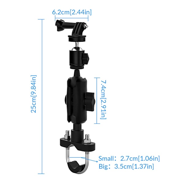 360 roterande cykelmotorcykelstyre montering stativ för Hero 9 8 7 Action Camera
