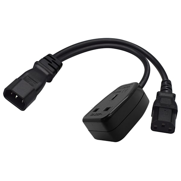 1ft/32cm IEC320 C14 till IEC320 C13+UK13A AC-strömadapterkabel
