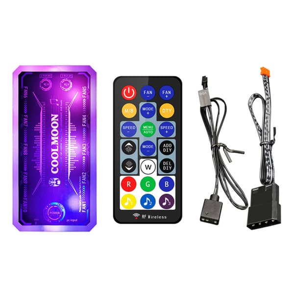 CoolMoon RGB Fläkt Intelligent Musik Kontroller Moderkort Synkronisering 12V10A