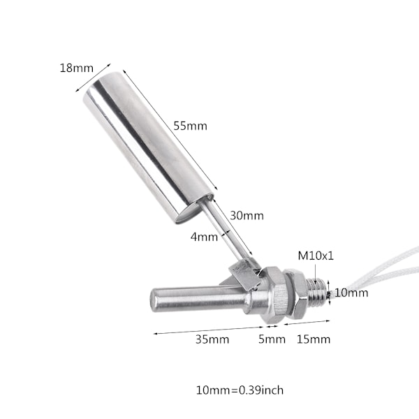 Uppgraderad Vätskenivåsensor Flytströmbrytare Rostfritt Stål Vattennivåsensor Flytströmbrytare AC/för DC 0-220V M10 Gänga