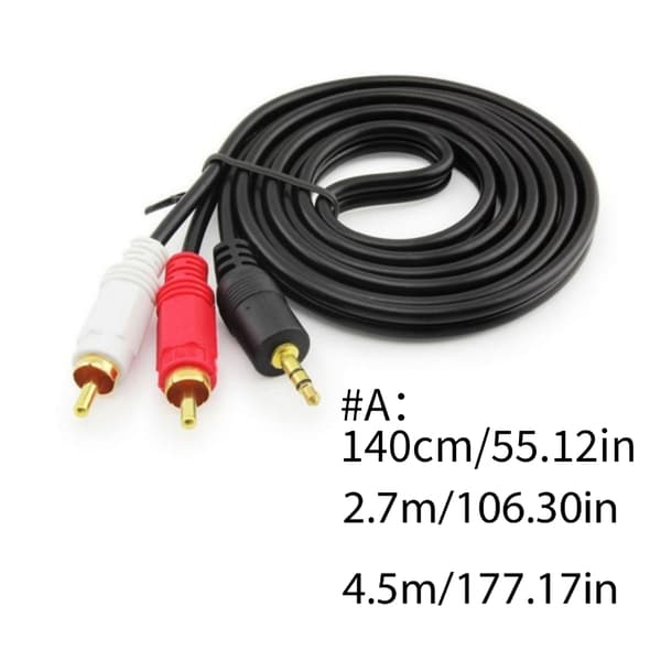 2RCA til 3,5 mm kabel, AUX til 2RCA hovedtelefon han til han adapter 1/8 til 2RCA lyd Y-ledning til smartphones, MP3, tablets 3m