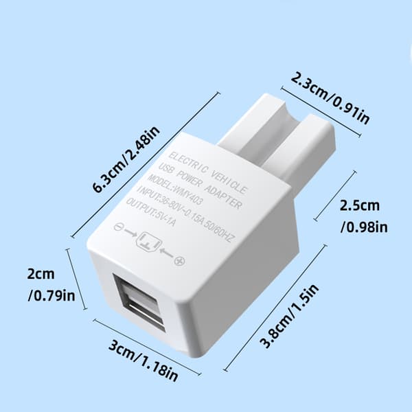 Høyeffektiv 5V USB-ladeadapter USB-ladeenhet for 36V 72V sykkel Black - Single USB