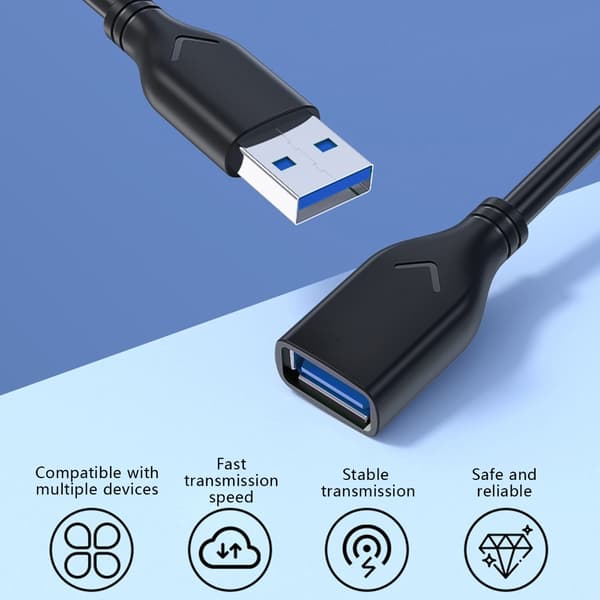 USB 3.0 han til hun forlængerkabel til datasynkronisering og opladning til stationære computere 1m