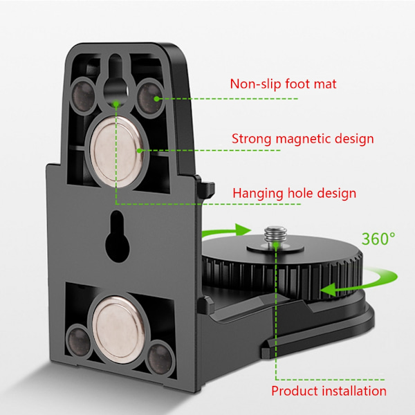 Vattenpassfäste L-format Magnetiskt Fäste Bas Svängbar Bas 360-graders Rotation