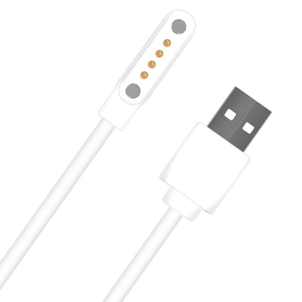 USB Laddningskabelhållare Laddningsdocka Fäste Vagga Universell för Smart Klocka Laddningskabel 4 Pin Magnetisk Laddning White