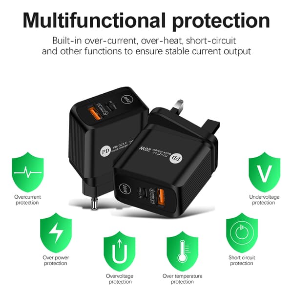 20W Quick Charge 3.0 USB Typ C PD-laddare för 12 Pro Max USB C White UK