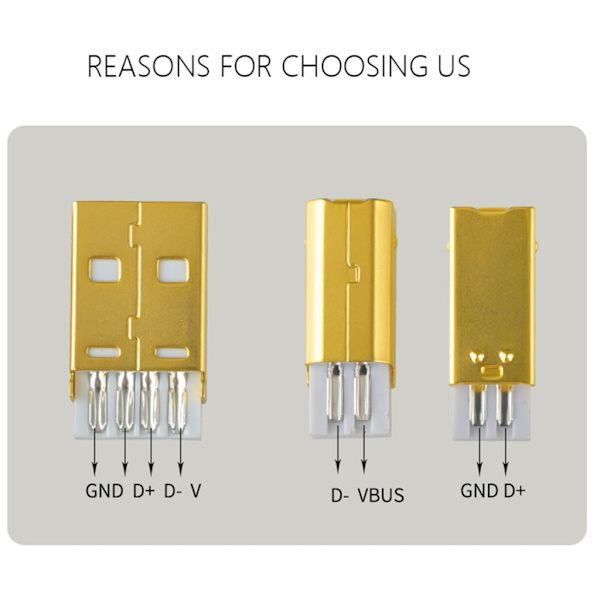 Forgyldt stik DIY USB-stik 2.0 A B aluminiumslegering dekoderstik Silver model A port