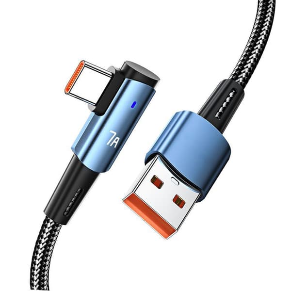 USB Type C-kabel 7A hurtiglading USB-A til USB C-lader nylonflettet ledning Blue 1m