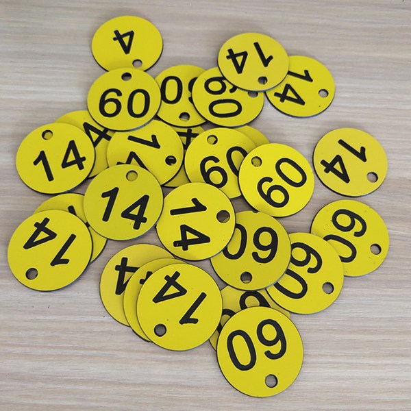 100st Plast ID-nummeretiketter 1-100 Graverad nummer-ID-bricka Färgad dörr för nyckelring Taggskåp Etikett för kläder Live Green