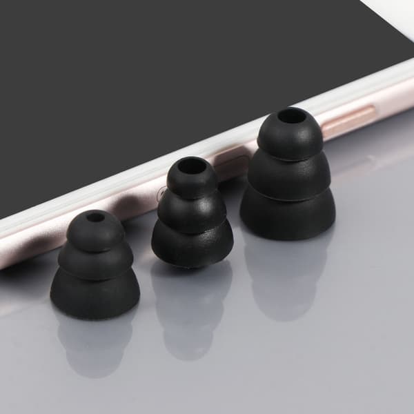 Erstatning Triple Flange Ørepropper Øreputer Silikonputer For In-Ear Hodetelefoner Black