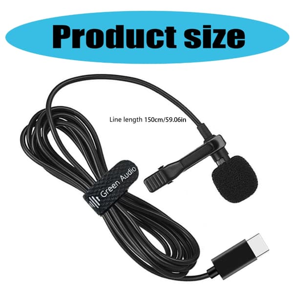 USB C Reversmikrofon til computere med støjreducerende teknologi, Lavalier-mikrofon til streaming af interviews online video