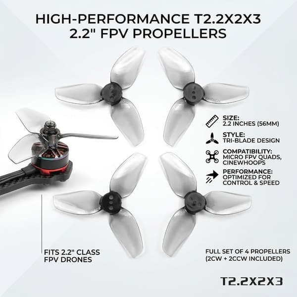 4 stk. polykarbonat 2,2 tommer 3-blads propeller 56 mm enkel å installere design