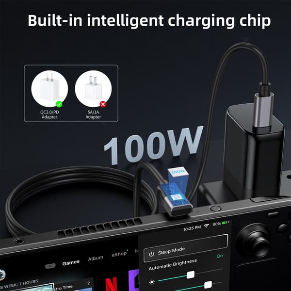 100W USB C til USB C Kabel 90 Graders L Form 10Gbps Data Synkronisering til Hurtig Opladning 1m