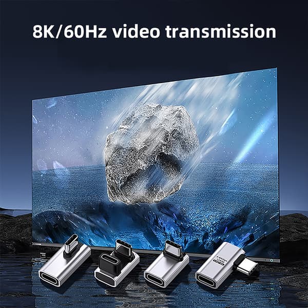 Snabb USB Typ C-adapter 240W Ström 40Gbps Data för bärbar dator, telefon och surfplatta L shaped side bend