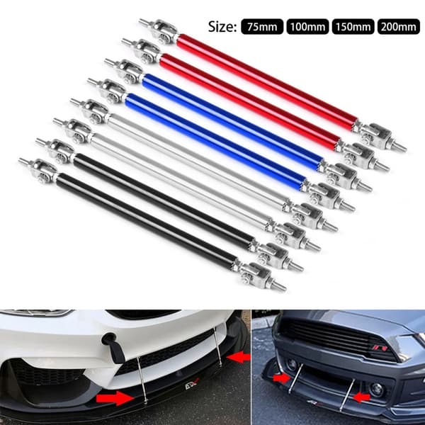 Justerbara Splitter Struts Rods för säker läppsplitter och diffusormontering Black 75mm
