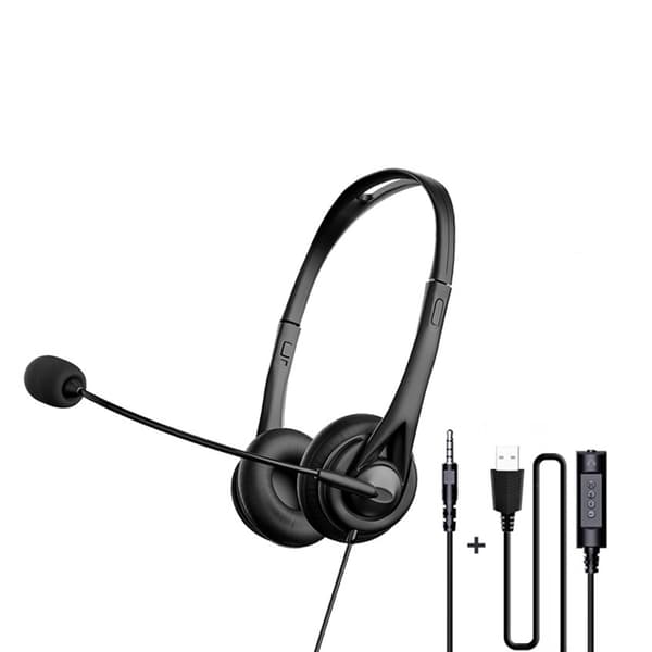 USB 3,5 mm headset med støjreduktion USB-hovedtelefon med mikrofon til computer null - 3.5mm