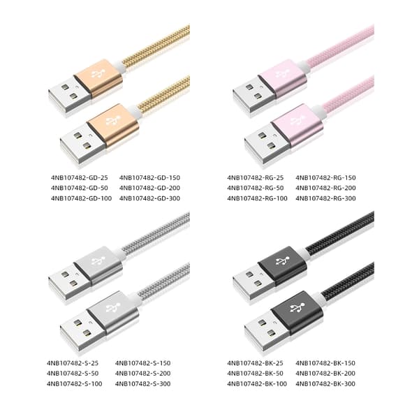 USB 2.0 Forlengelseskabel Hann til Hann Forlengerkabel 480 Mbps for Forlengelse Silver 50cm