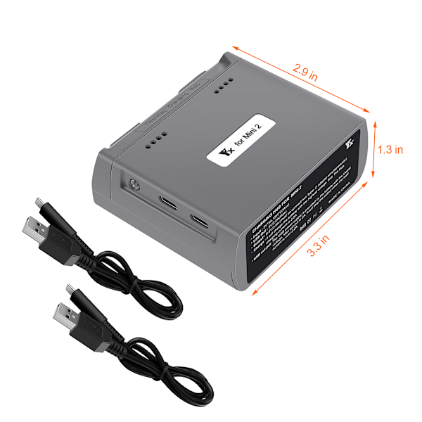 Mini Tvåvägs Laddningshubb Batterihanterare Snabbladdning Powerbank Drönartillbehör för Mavic Mini 2/Mini SE Grey