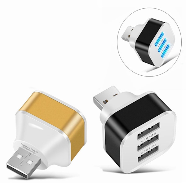 Ny USB 2.0 Dock Extender 3-port Utökad USB Splitter Hub Mini Laddare Black
