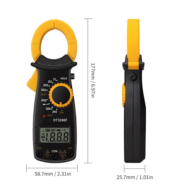 DT-3266F Digital Amper Clamp Meter Multimeter AC/DC Spänning Resistor Testare