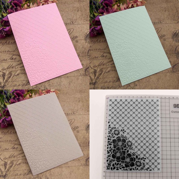 Blomsterbakgrundspräglingsmapp för korttillverkning Blommig form för scrapbooking Fotoalbum Kortpapper