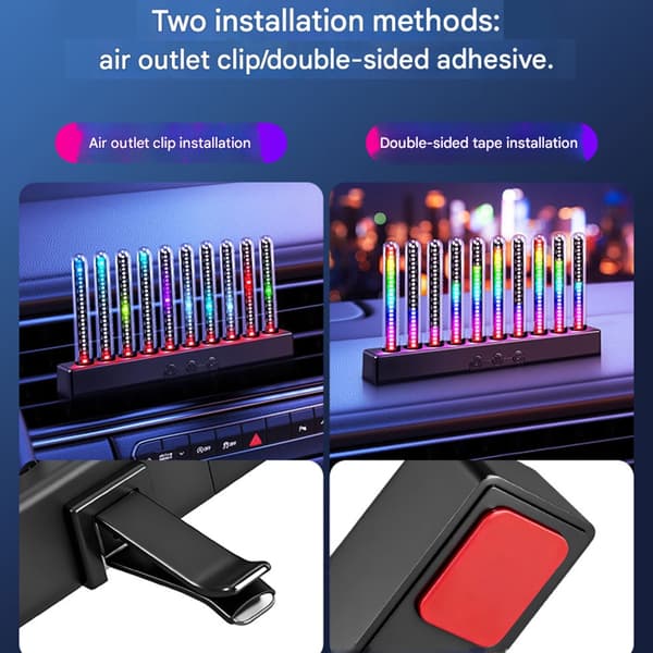 Dynamiske RGB LED-lydvisualisatorer med 8 lyseffekter for spilloppsett