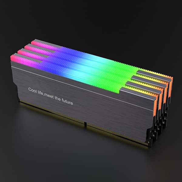 Programmerbar ARGB LED Hukommelseskølerblæser DDR4 DDR5 Desktop Laptop Køleplade Gray