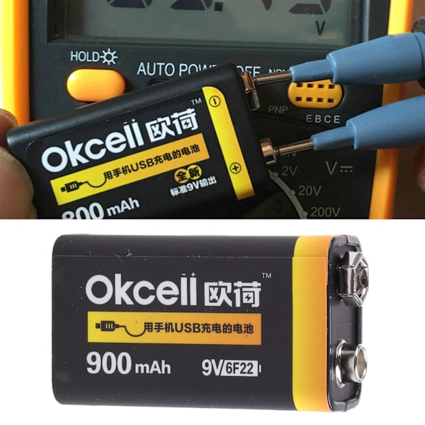 9V 900mAh Micro USB Laddningsbart Lipo-batteri för Multimeter Mikrofon Fjärrkontroll