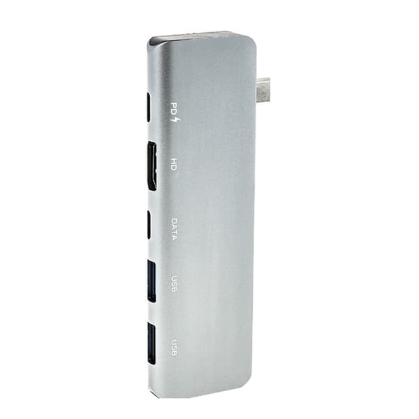 Aluminium 5-i-1 USB C-hub til hurtig strømforsyning og problemfri skærmdeling